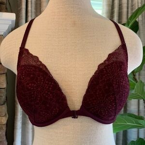 Pink 32DD purple lace racerback bra